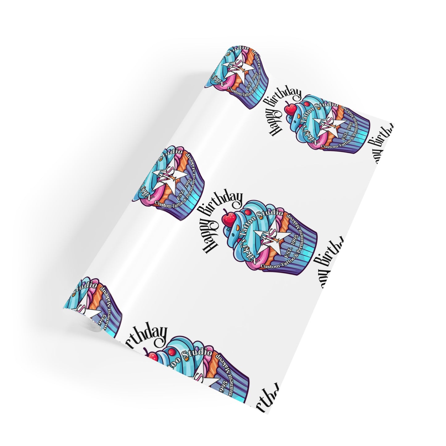 Nikki's Tattoo Studio - BIRTHDAY Cupcake Gift Wrapping Paper Rolls, 1pc