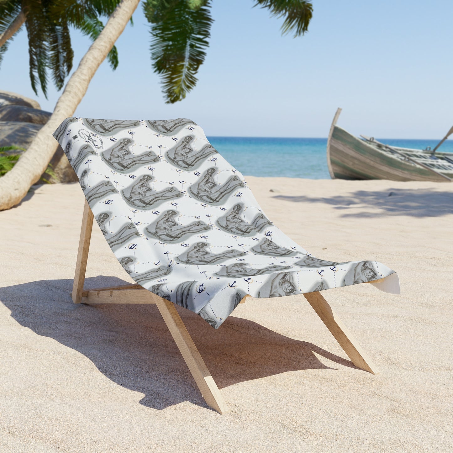 Beach Towel - Pin Up Sailor Girl by Nikki