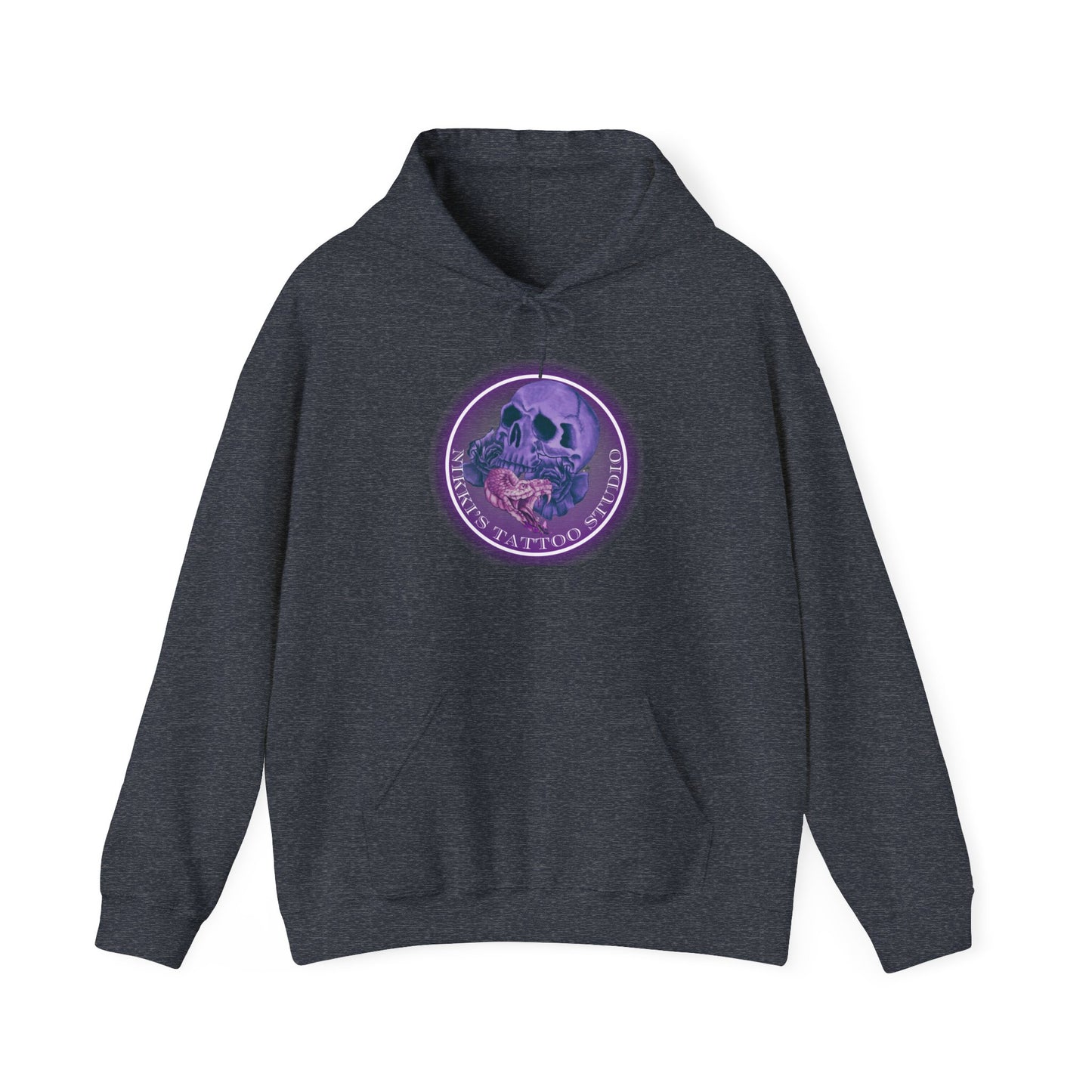 Hooded Sweatshirt - Nikki's Tattoo Studio Snake and Skull by Nikki