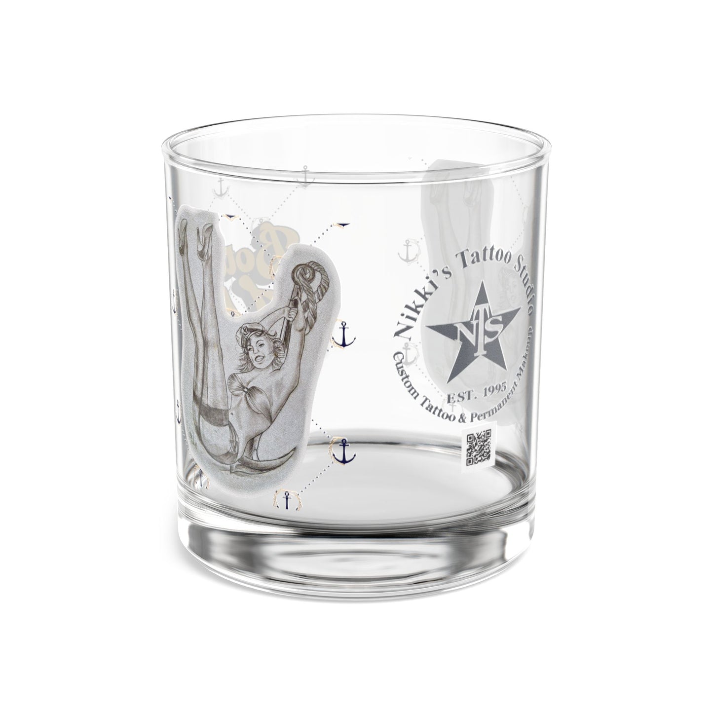 Rocks Glass - Bottom's Up Pin Up Sailor Girl by Nikki