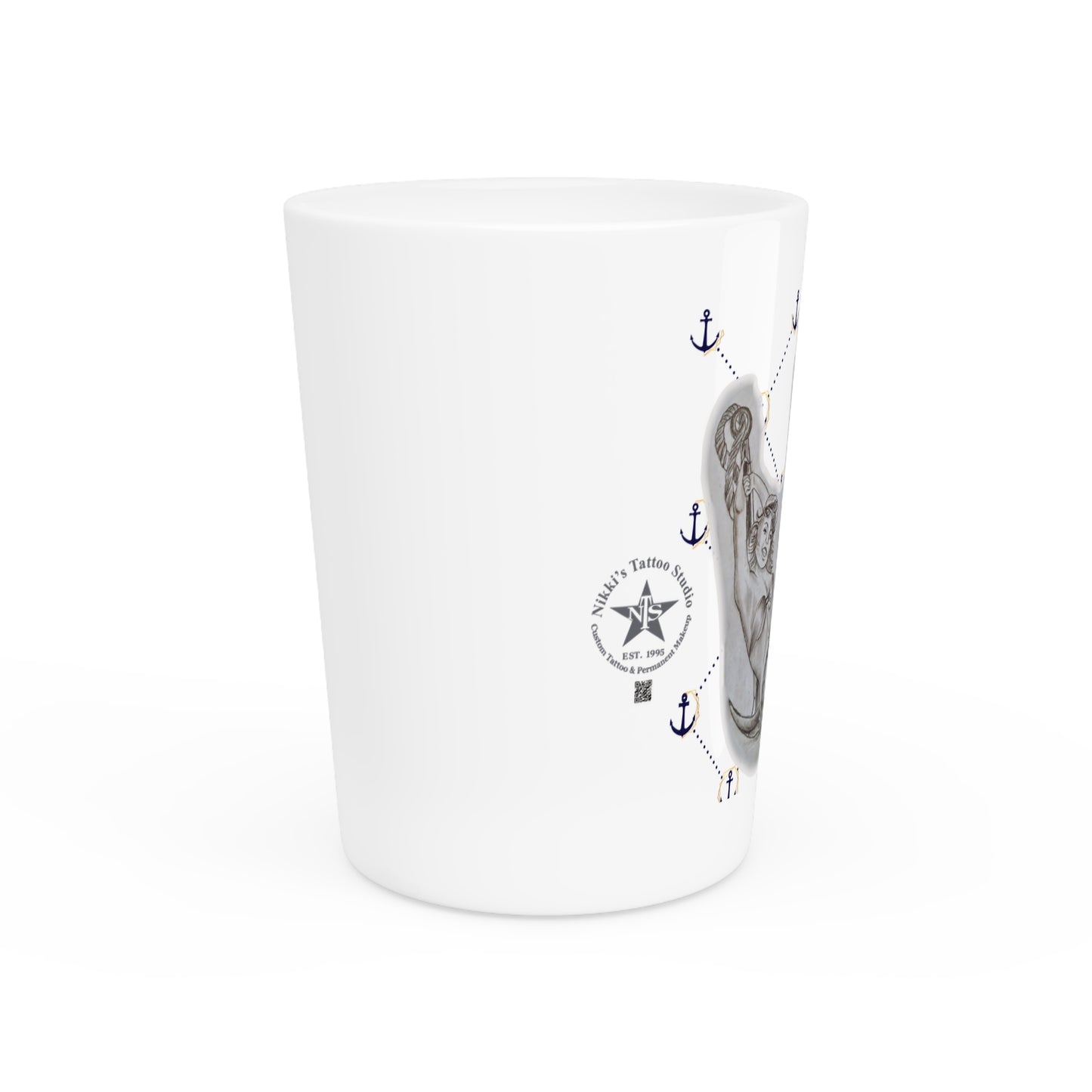 Shot Glass - Pin Up Sailor Girl Bottoms Up by Nikki