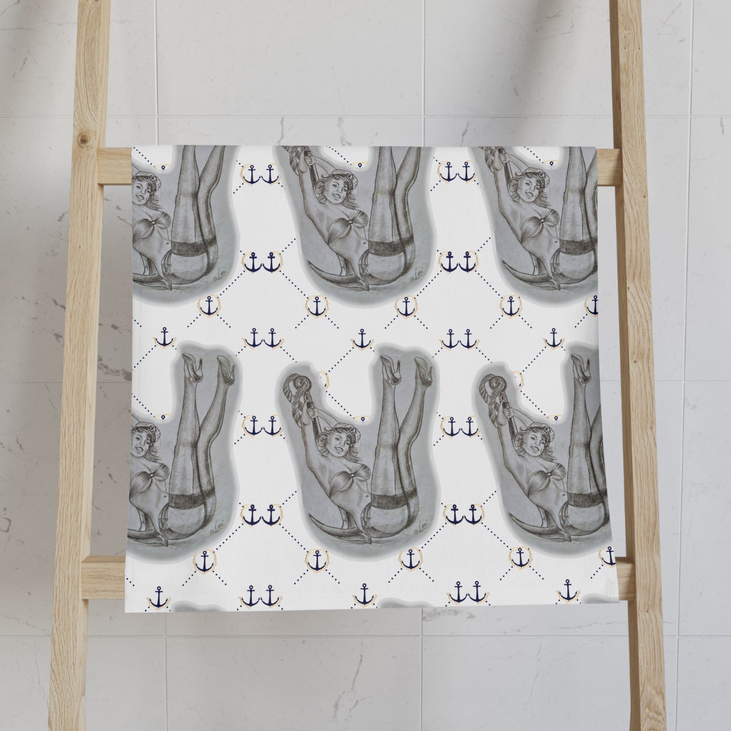 Hand Towel - Pin Up Sailor Girl by Nikki