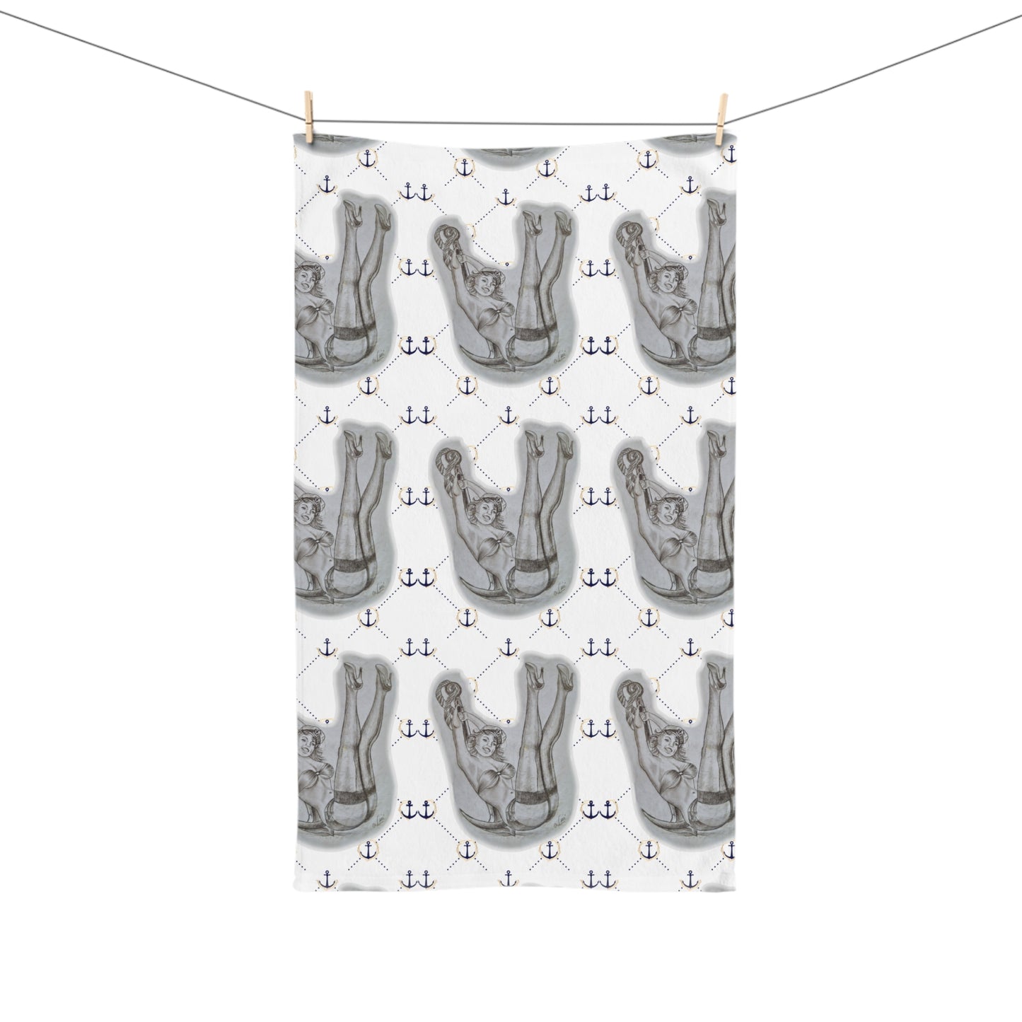 Hand Towel - Pin Up Sailor Girl by Nikki