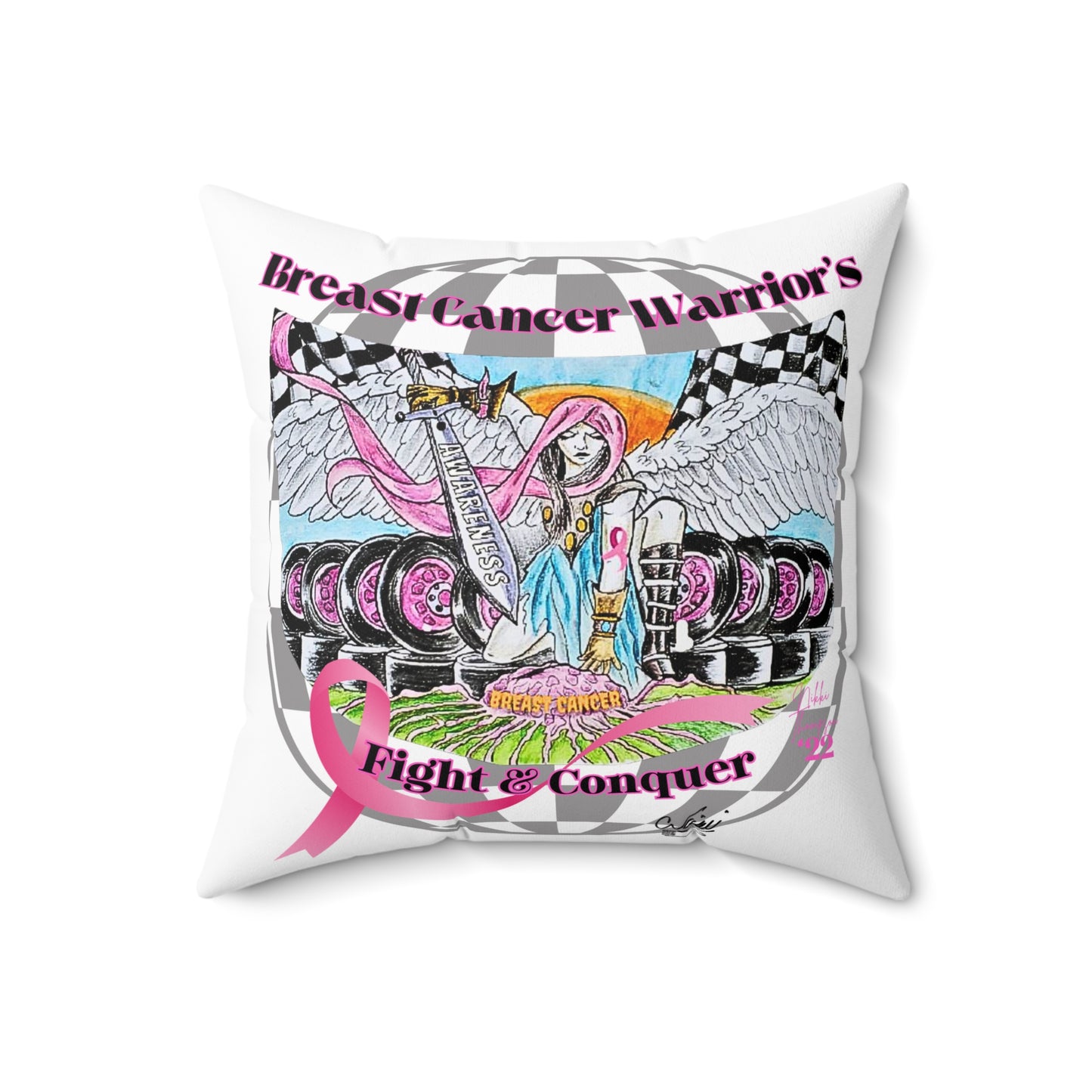 Pillow - Breast Cancer Warrior by Nikki