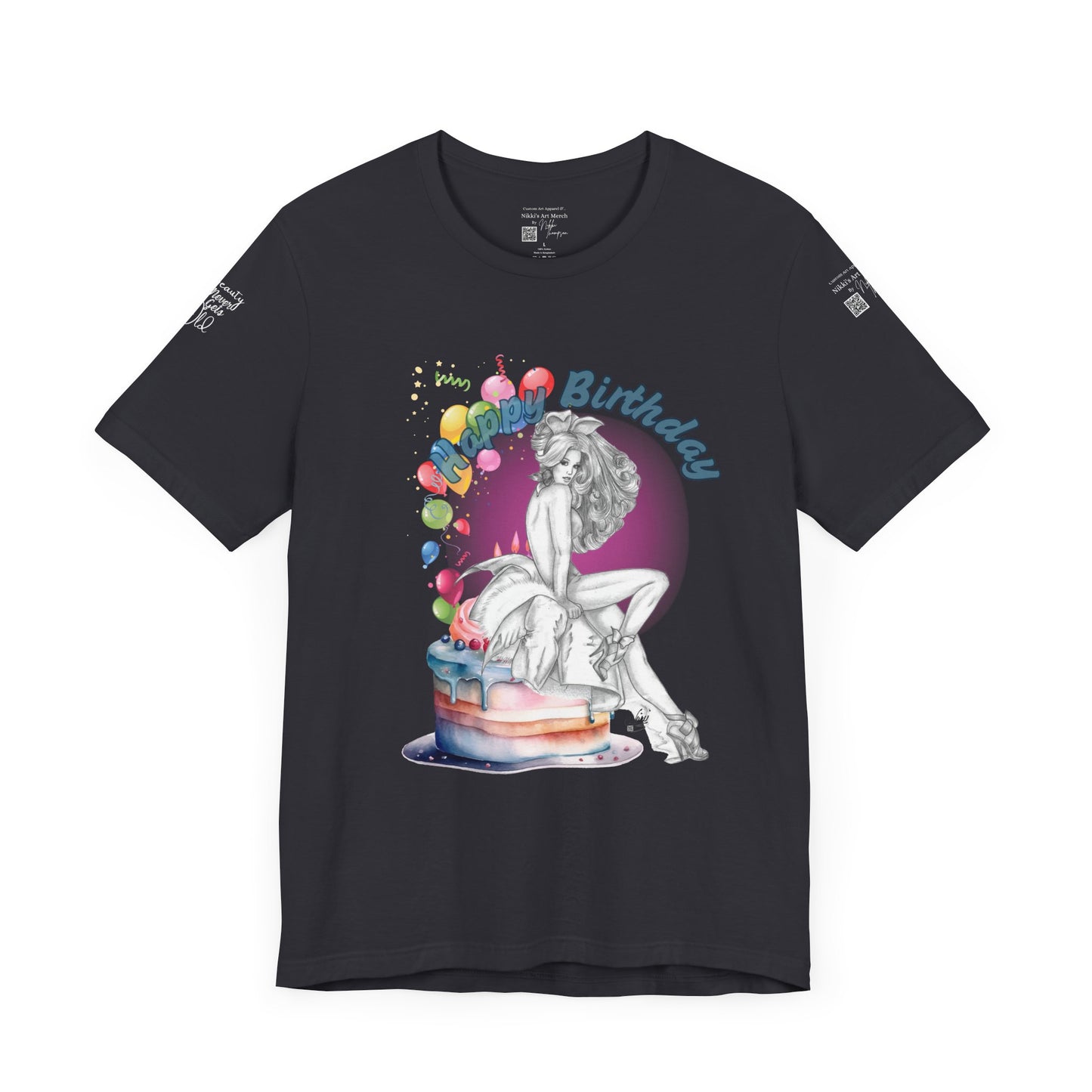 T-Shirt - Happy Birthday Pin Up Bunny by Nikki Thompson.