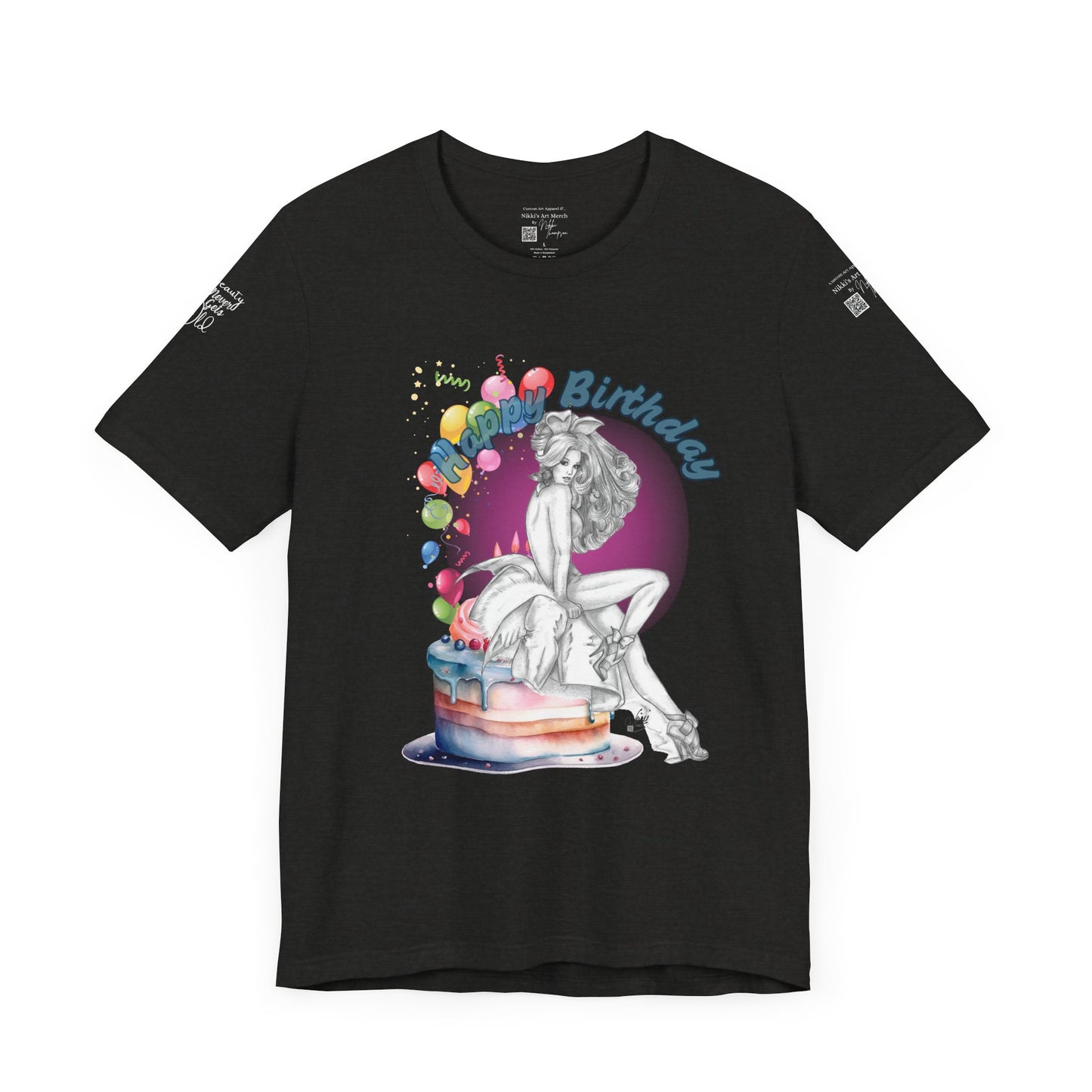 T-Shirt - Happy Birthday Pin Up Bunny by Nikki Thompson.