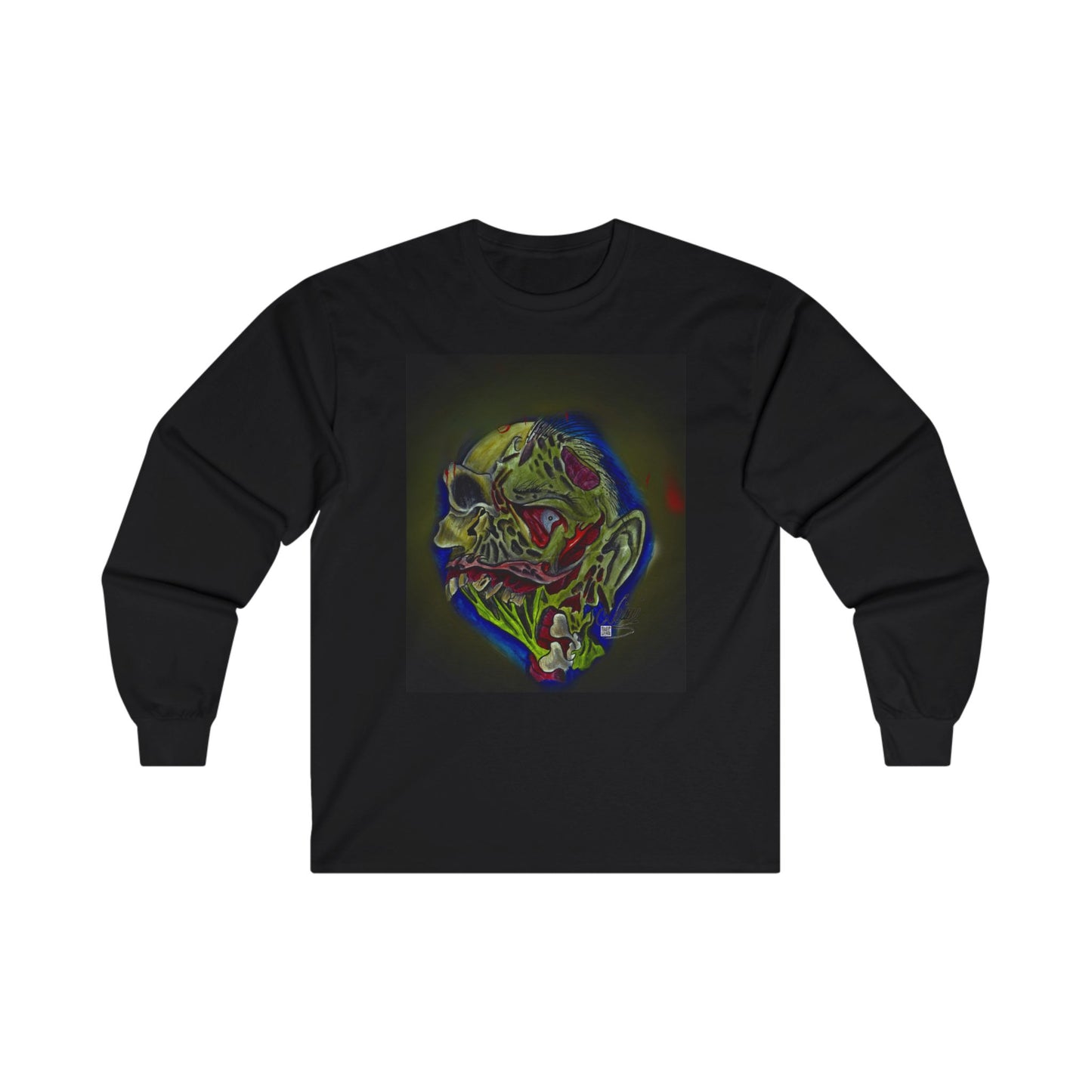 T-Shirt Long Sleeve - Zombie Skull Artwork by Nikki