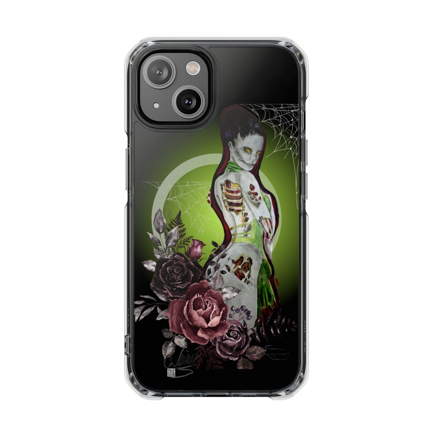 Phone Case Magnetic Clear - Zombie Lady by Nikki Thompson