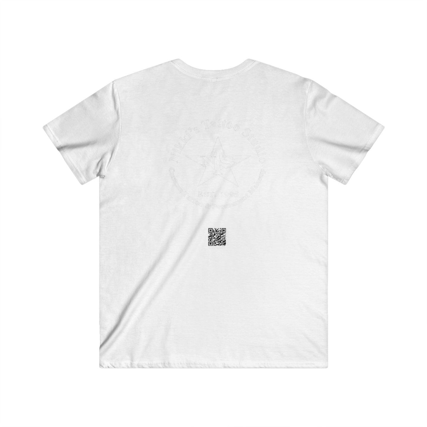 T-Shirt Vneck - Nikki's Tattoo Studio Skull and Snake