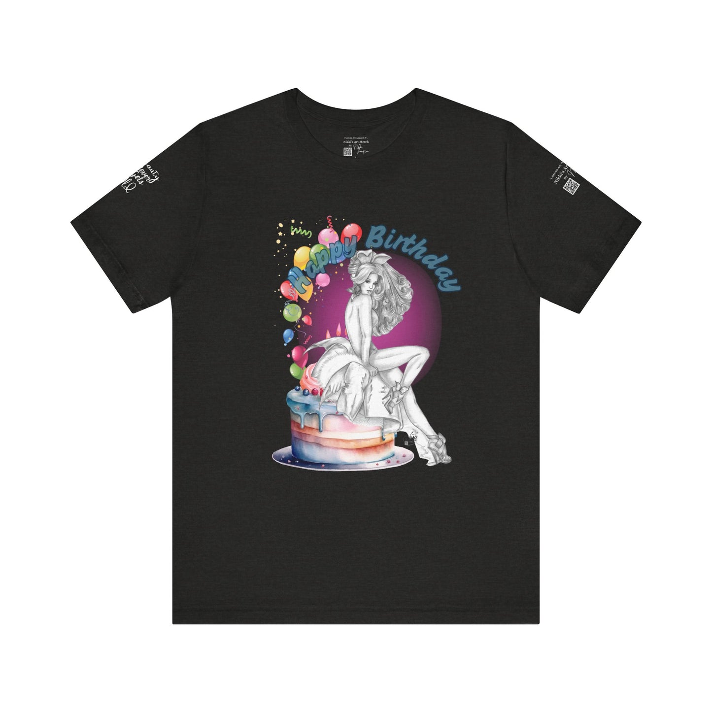 T-Shirt - Happy Birthday Pin Up Bunny by Nikki Thompson.