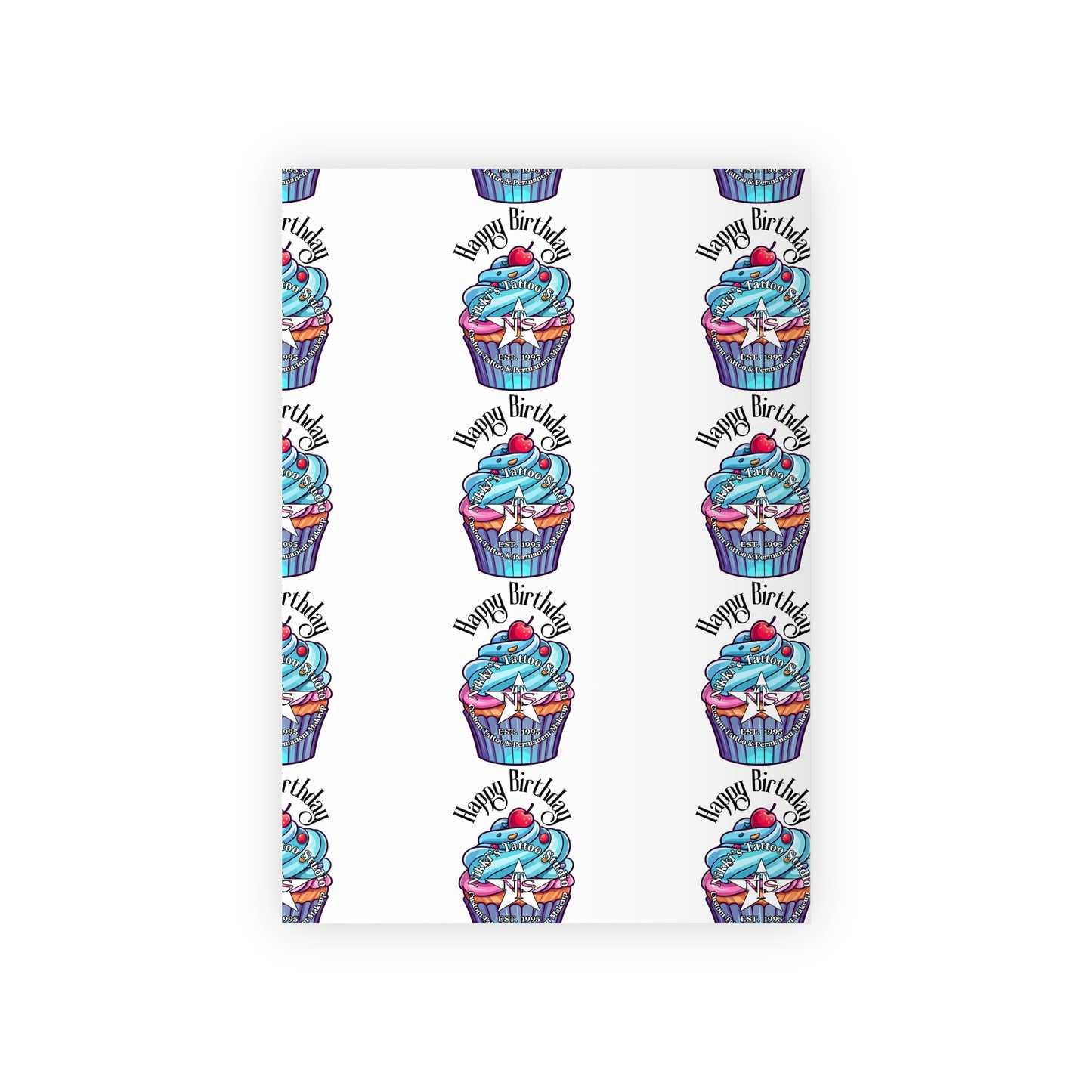 Nikki's Tattoo Studio - BIRTHDAY Cupcake Gift Wrapping Paper Rolls, 1pc