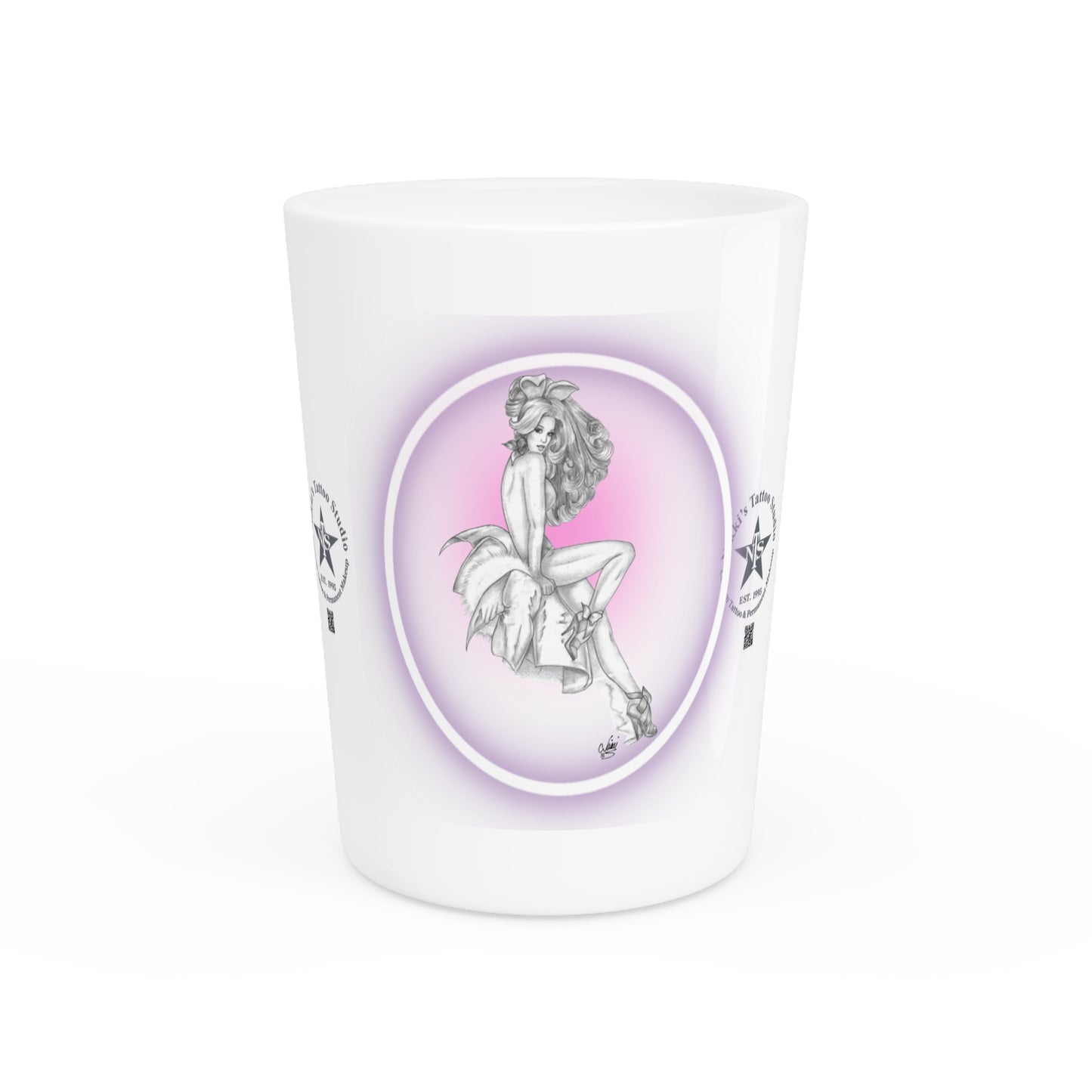 Shot Glass - Pretty Bunny Pin Up by Nikki