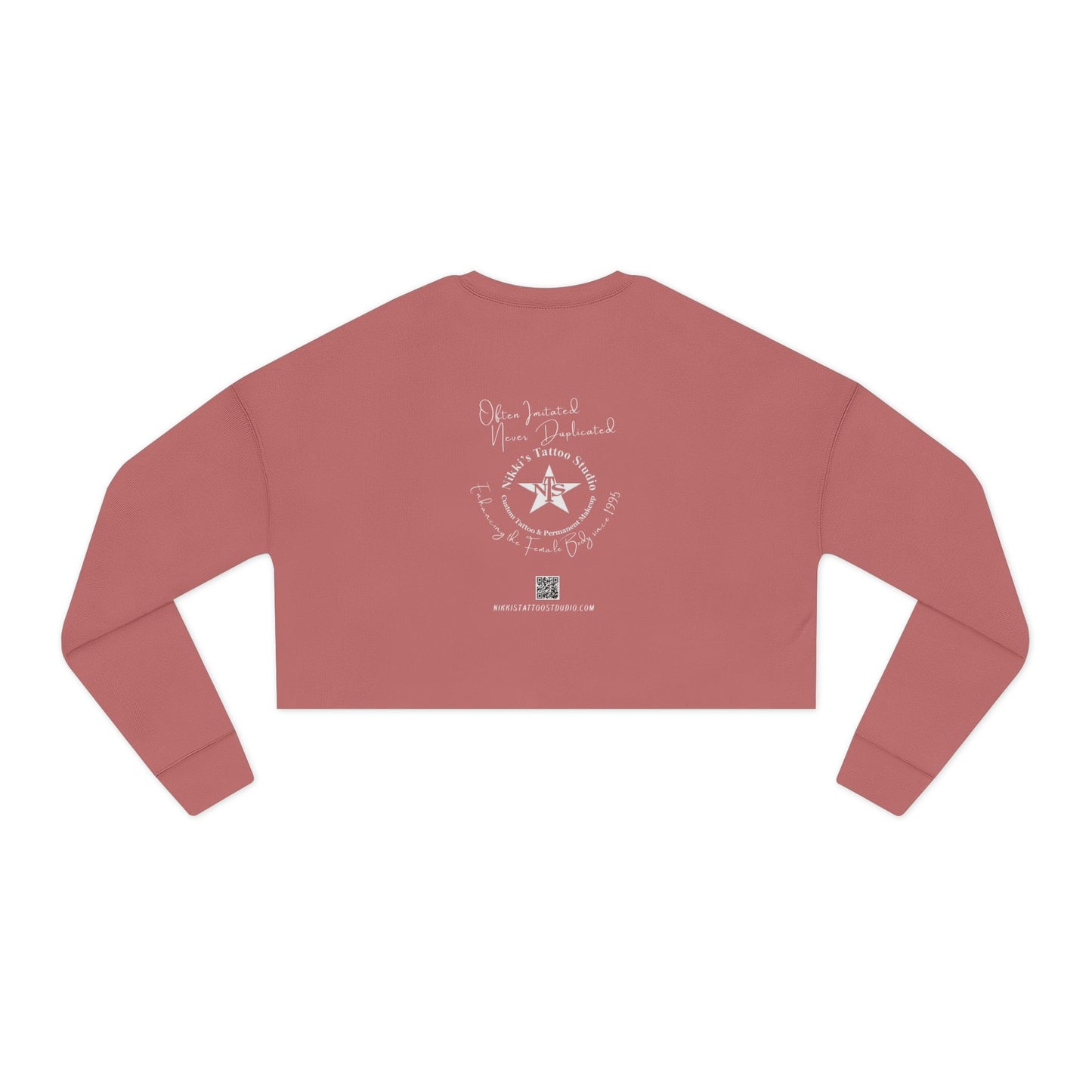 Women's Sweatshirt Cropped - Nikki's Tattoo Studio Snake and Skull