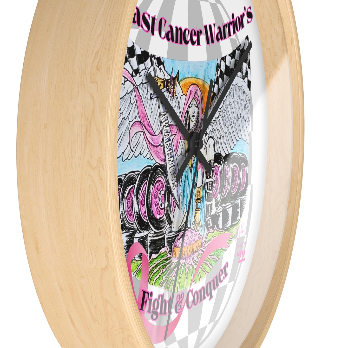 Wall Clock - Breast Cancer Warrior by Nikki