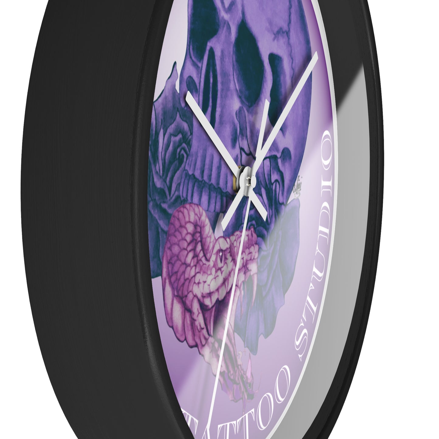 Wall Clock - Nikki's Tattoo Studio Snake and Skull