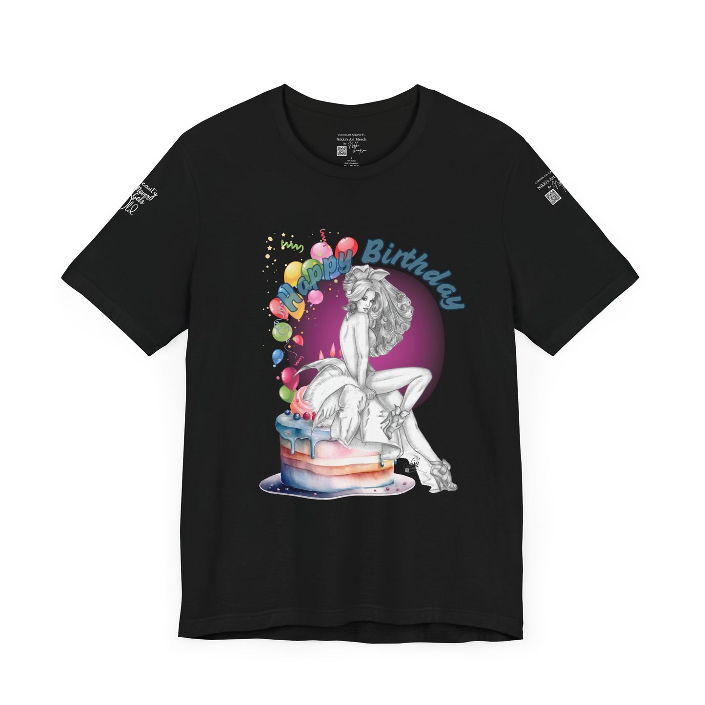 T-Shirt - Happy Birthday Pin  Up Bunny by Nikki Thompson.