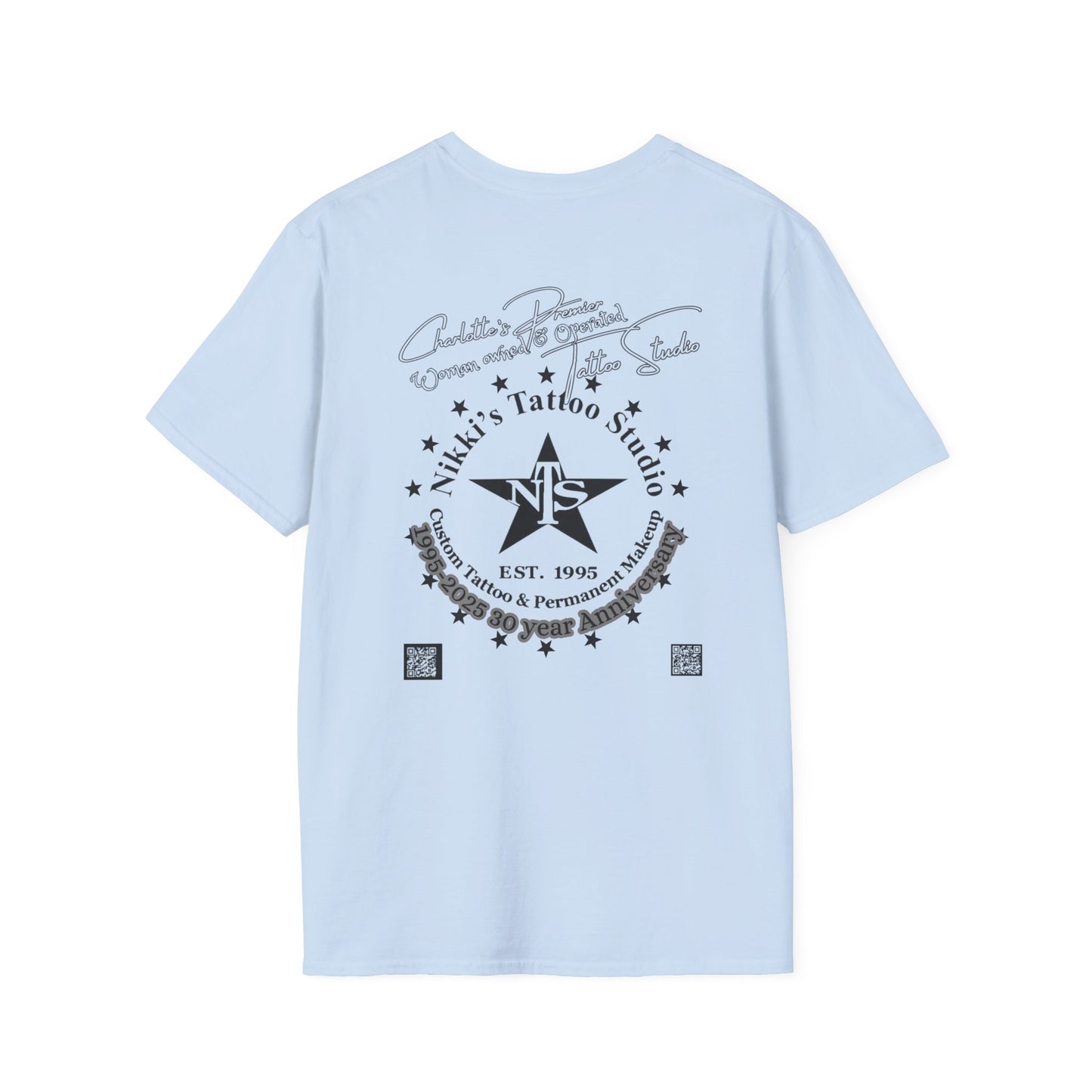 Pink Floral Skull by Nikki - Unisex Softstyle T-Shirt