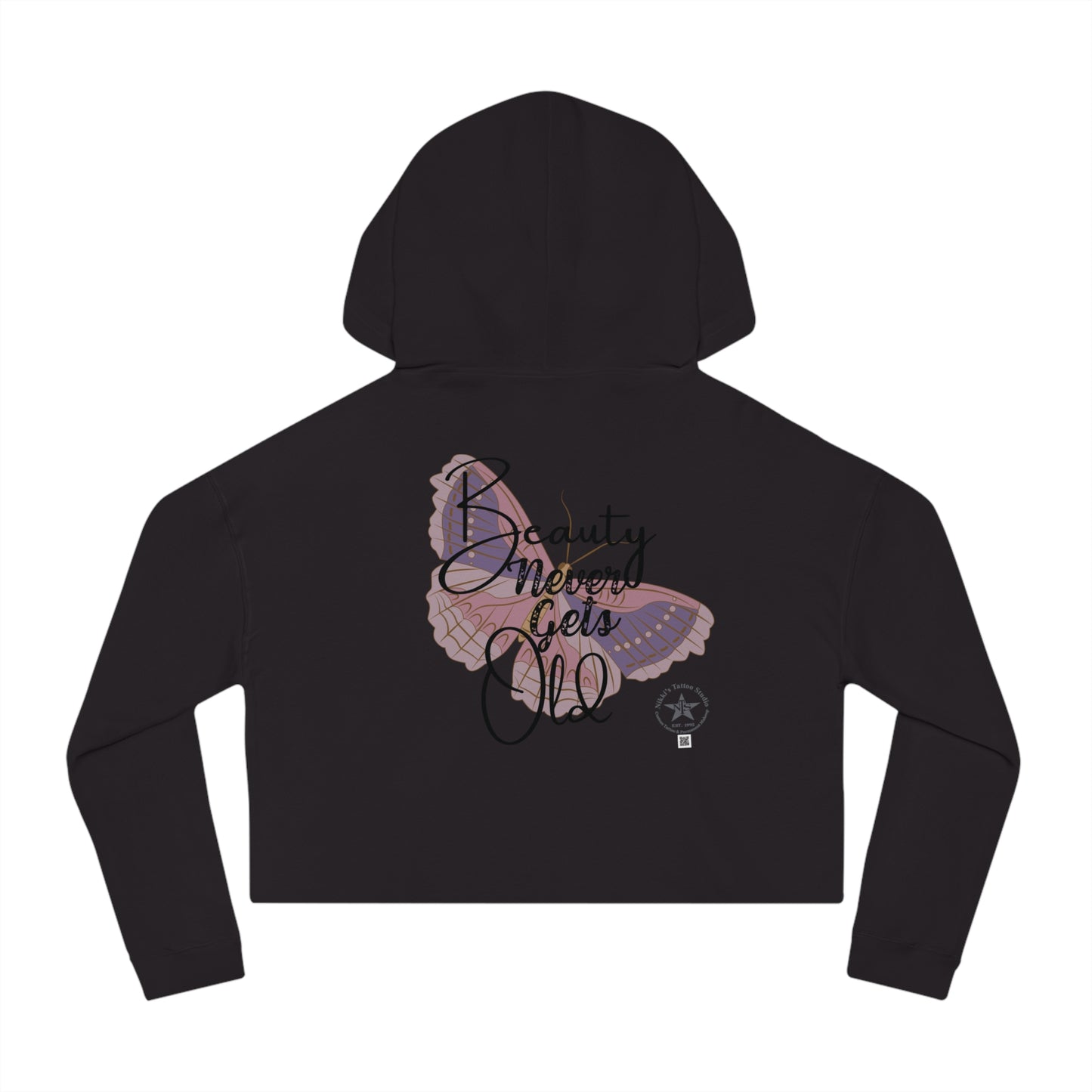 Sweatshirt Women's Cropped Hooded - Bunny Pin Up Girl by Nikki