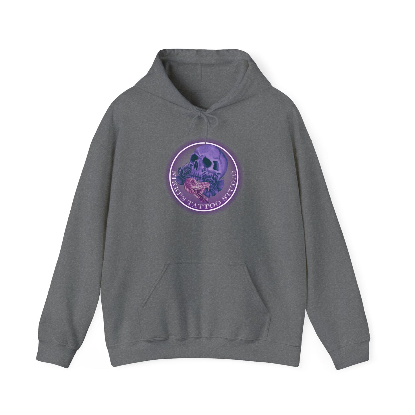 Hooded Sweatshirt - Nikki's Tattoo Studio Snake and Skull by Nikki