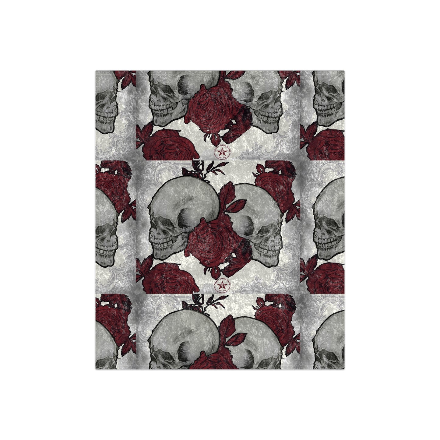 Skulls and Roses Art by Nikki - Crushed Velvet Blanket