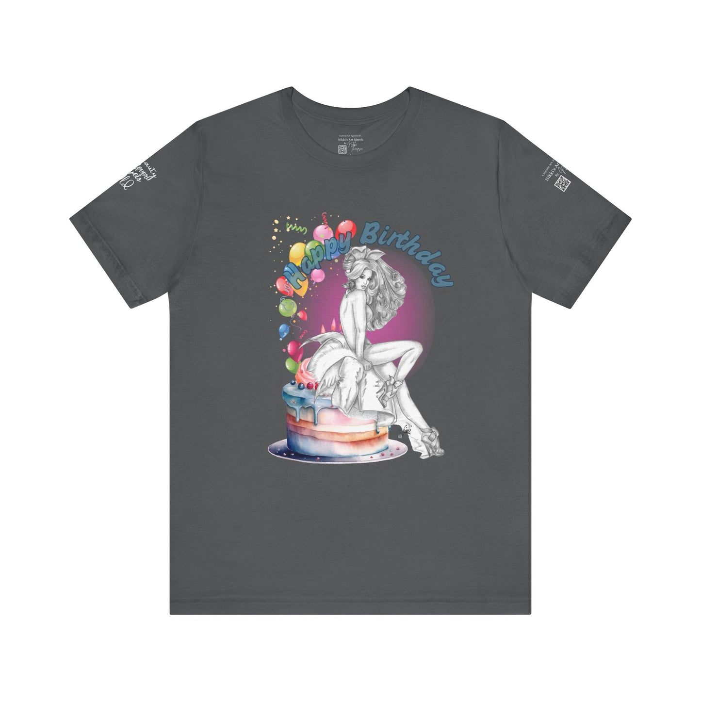 T-Shirt - Happy Birthday Pin  Up Bunny by Nikki Thompson.