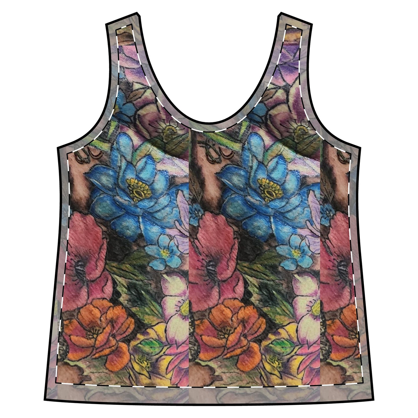 Tank Razorback - Colorful Flowers by Nikki