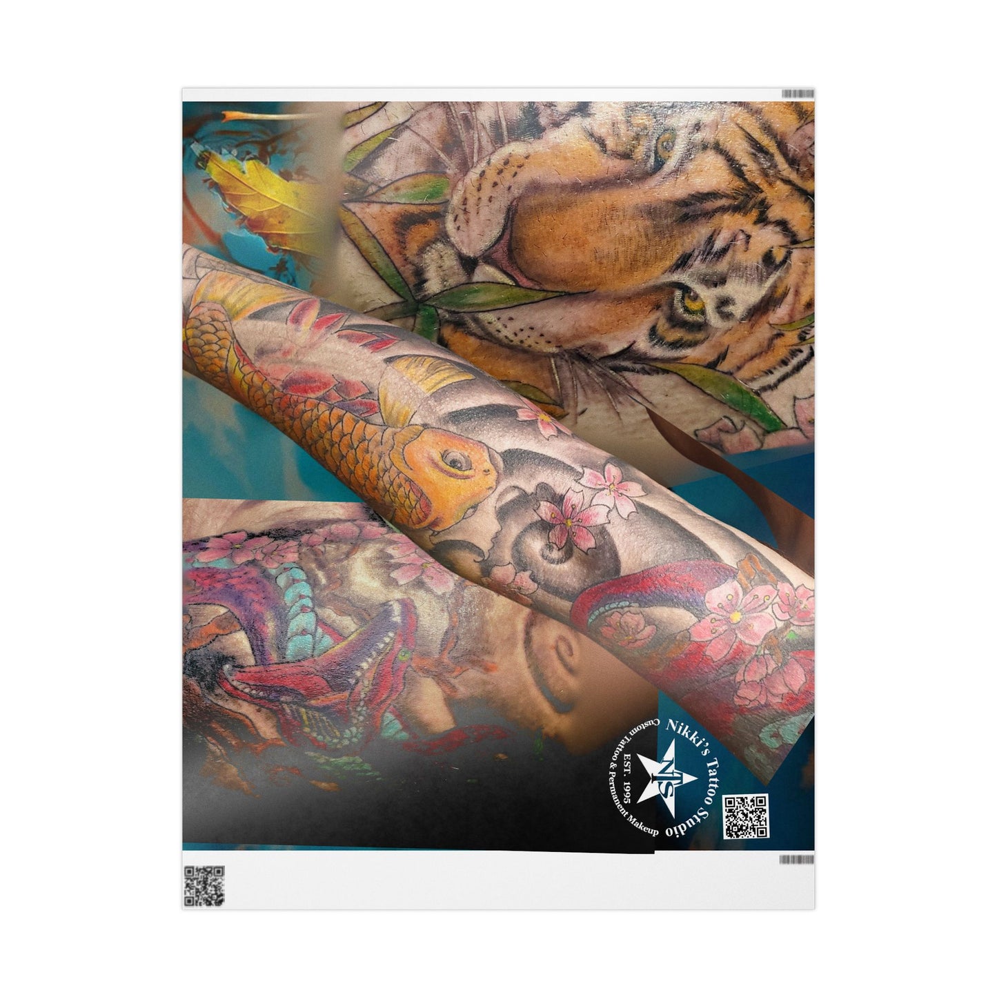 Nikki's Tattoo Studio - Tiger and Koi Gift Wrapping Paper