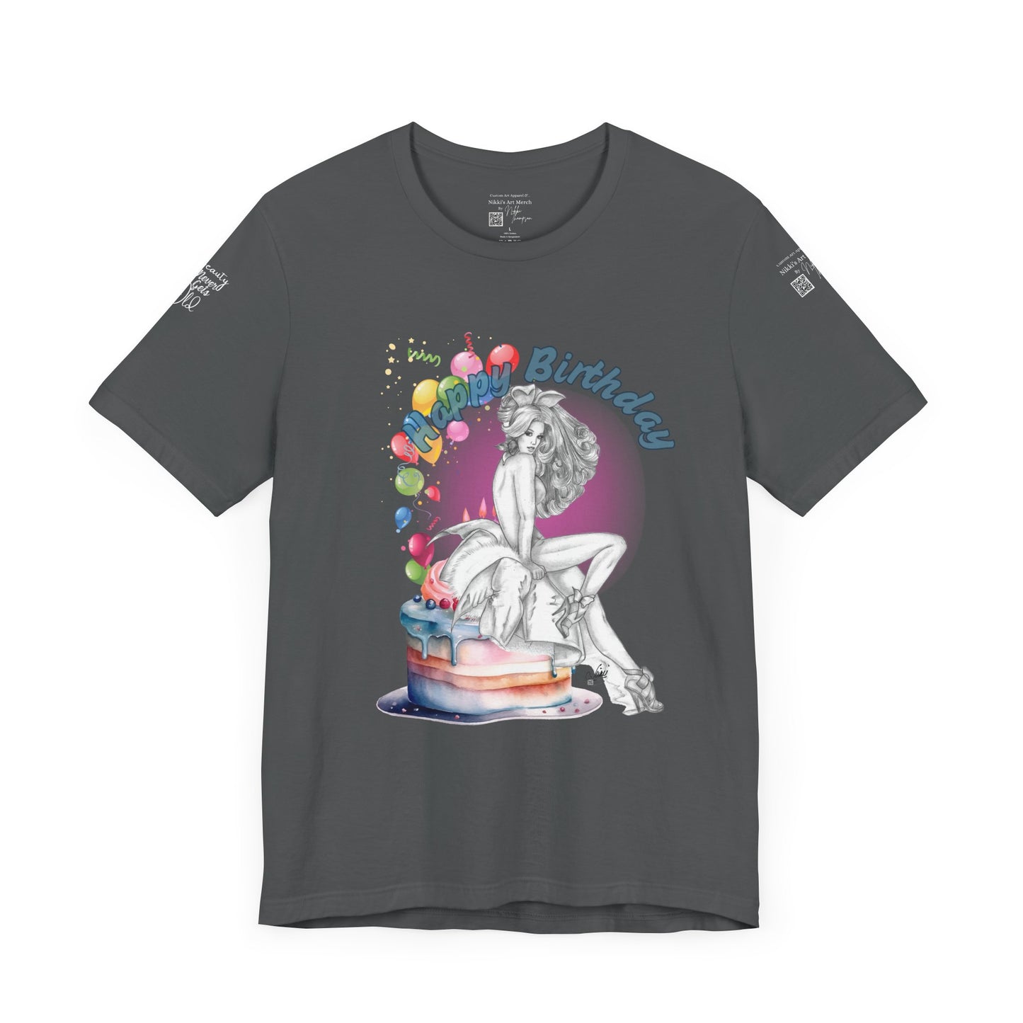T-Shirt - Happy Birthday Pin  Up Bunny by Nikki Thompson.