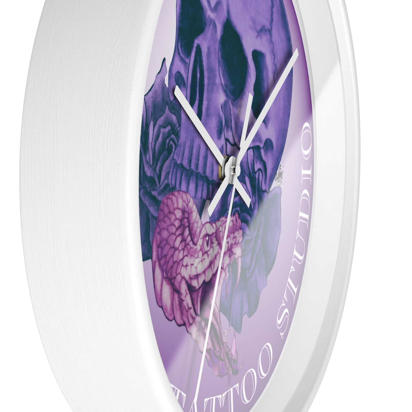 Wall Clock - Nikki's Tattoo Studio Snake and Skull