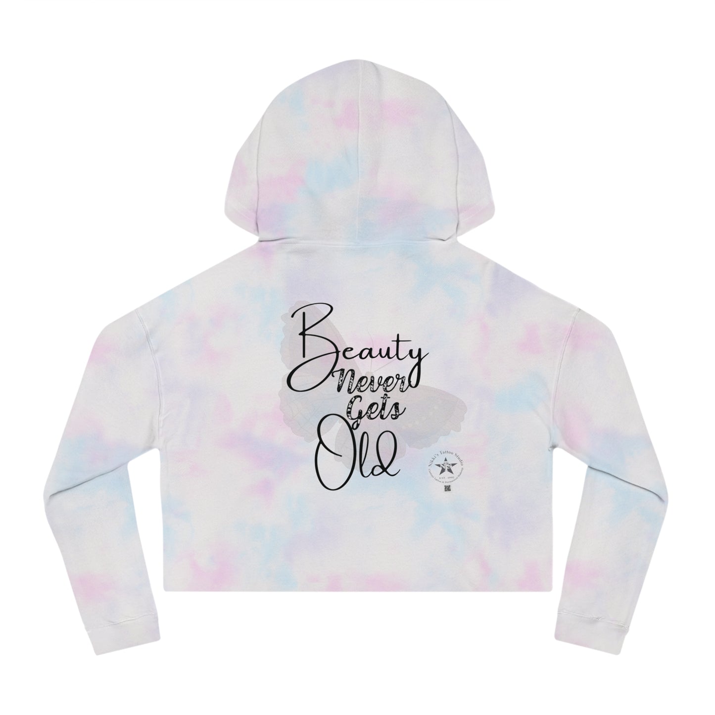 Sweatshirt Women's Cropped Hooded - Bunny Pin Up Girl by Nikki