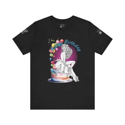 T-Shirt - Happy Birthday Pin  Up Bunny by Nikki Thompson.