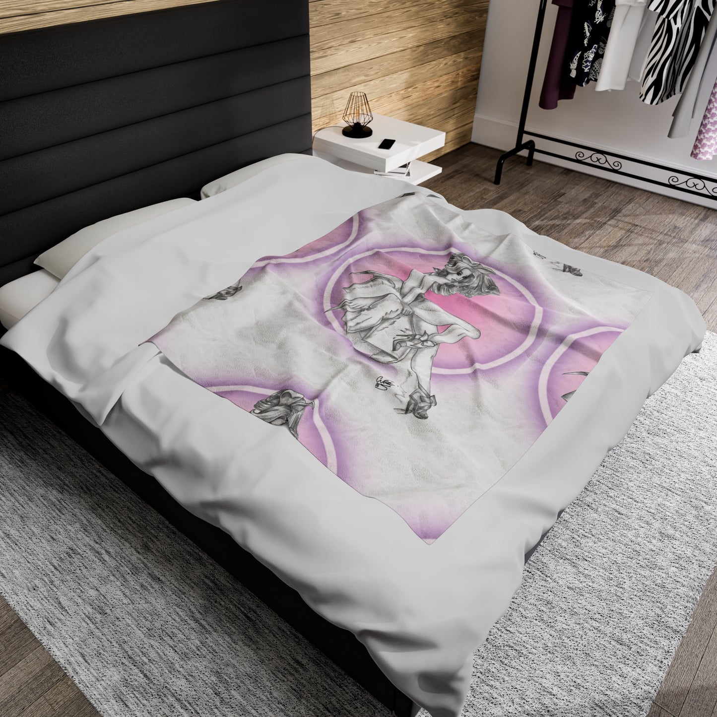 Blanket Velveteen Plush - Pretty Bunny Pin Up by Nikki