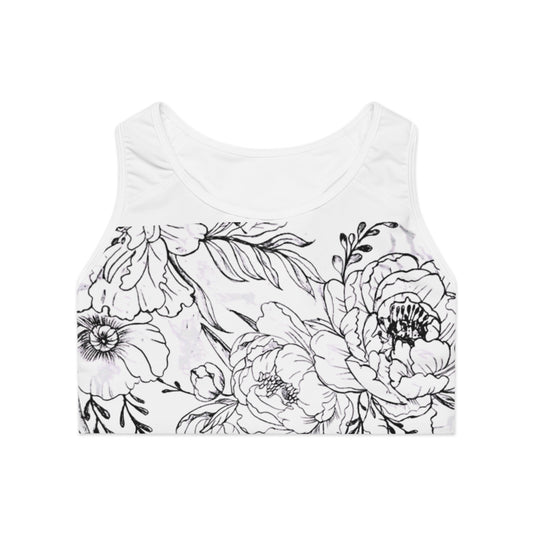 Sports Bra - Peonies by Nikki