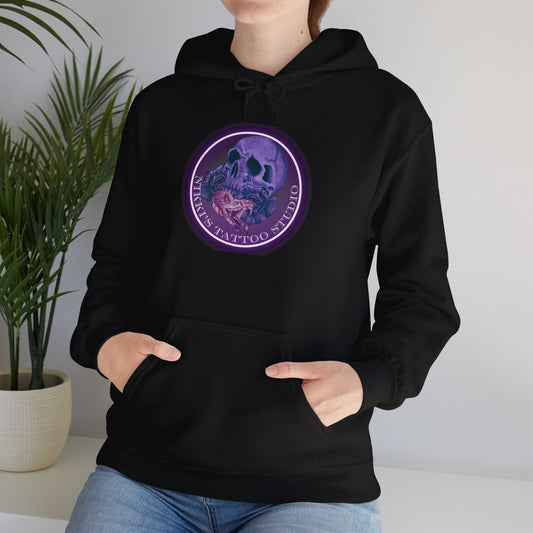 Hooded Sweatshirt - Nikki's Tattoo Studio Snake and Skull by Nikki