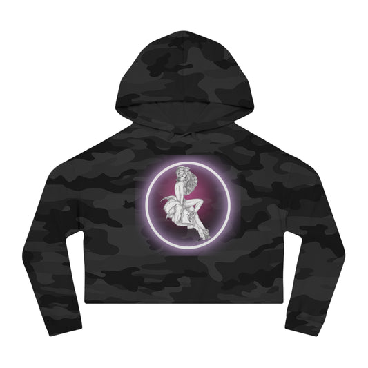 Sweatshirt Women's Cropped Hooded - Bunny Pin Up Girl by Nikki