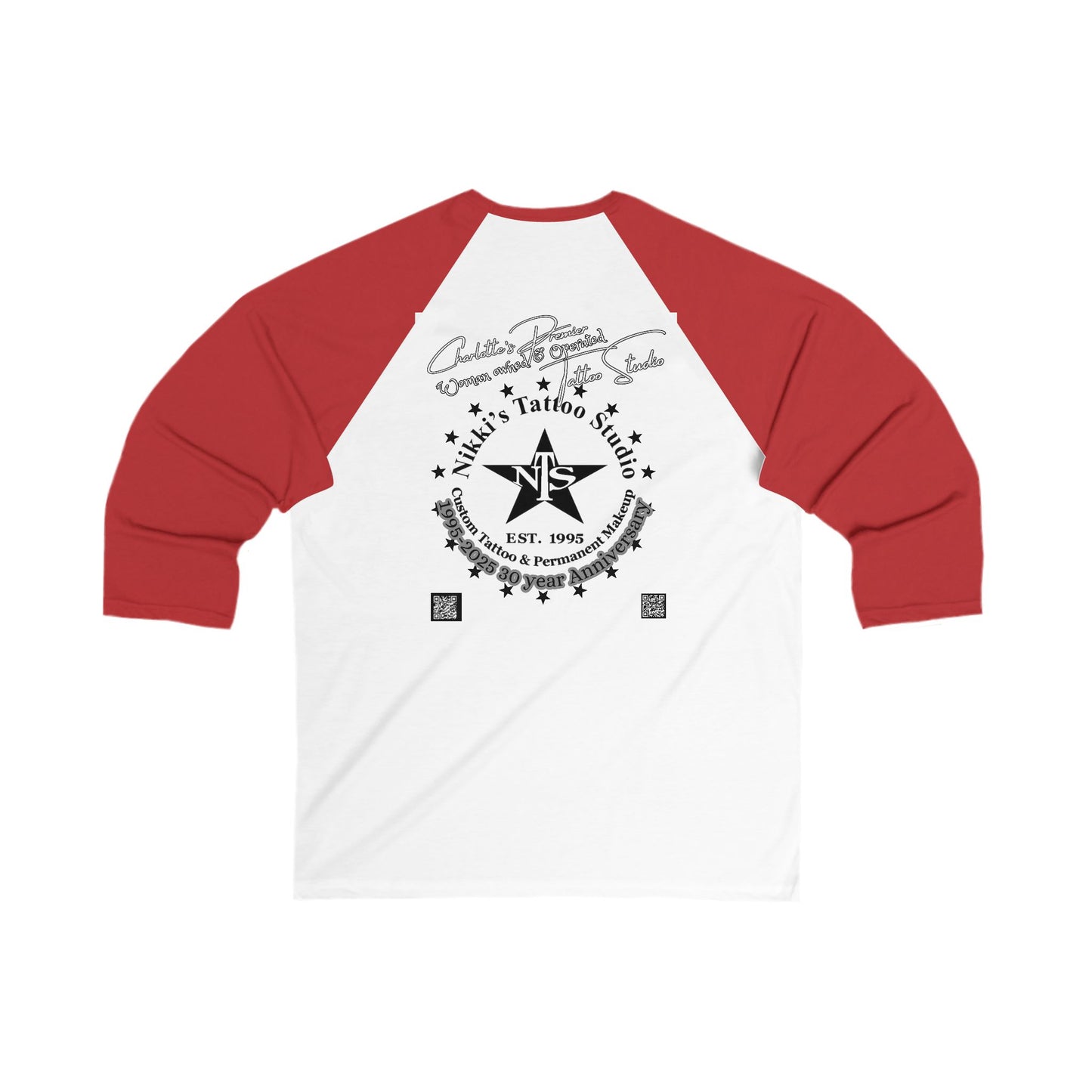 Floral Skull Tattoo by Nikki - Unisex 3\4 Sleeve Baseball Tee