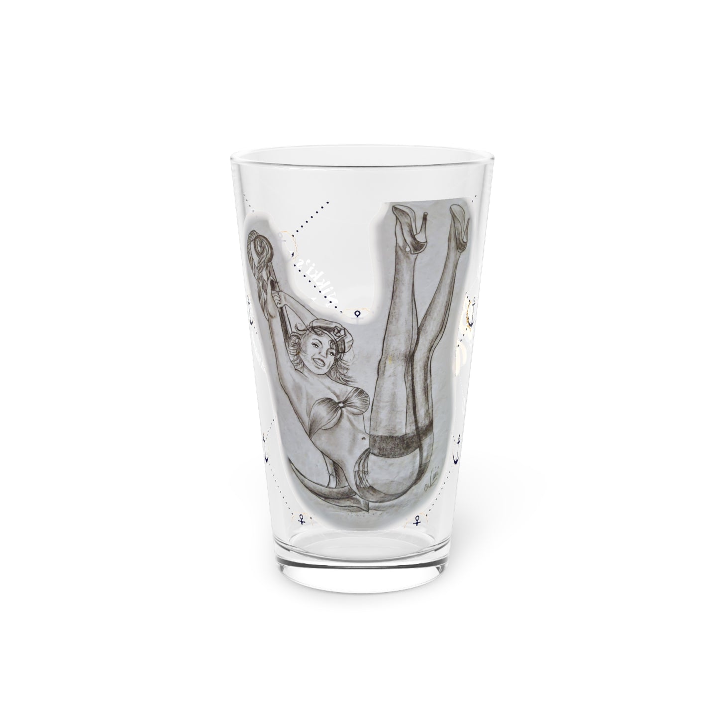 Pint Glass - Pin Up Sailor Girl by Nikki