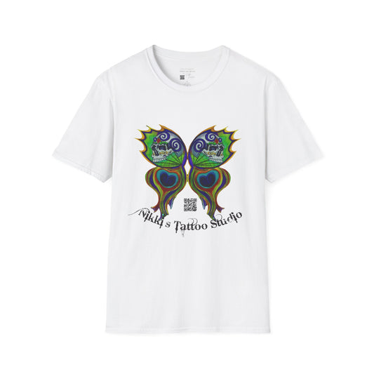 Butterfly Skull Logo Nikkis Tattoo Studio - 30th Anniversary T-Shirt
