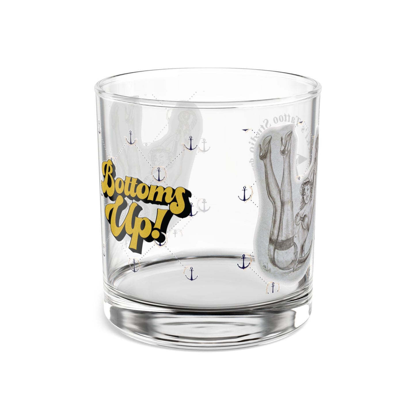 Rocks Glass - Bottom's Up Pin Up Sailor Girl by Nikki