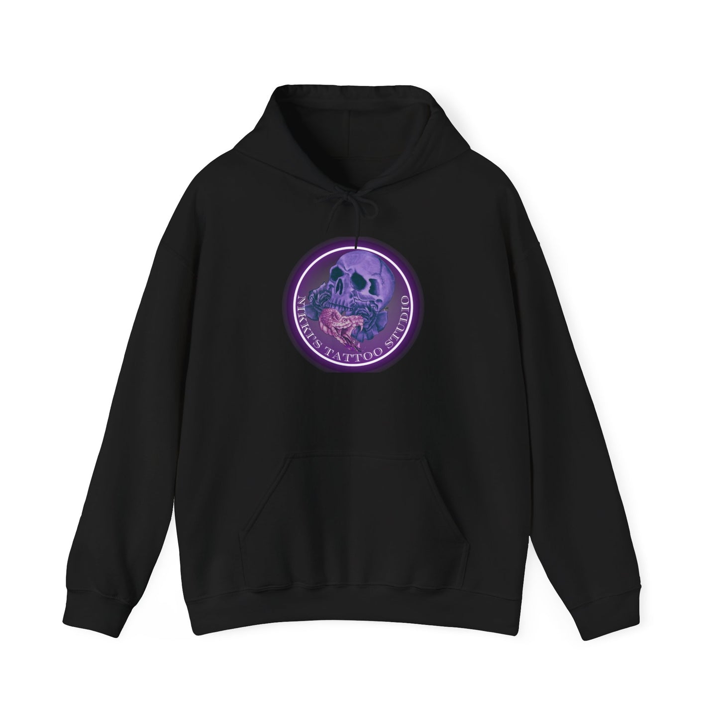 Hooded Sweatshirt - Nikki's Tattoo Studio Snake and Skull by Nikki