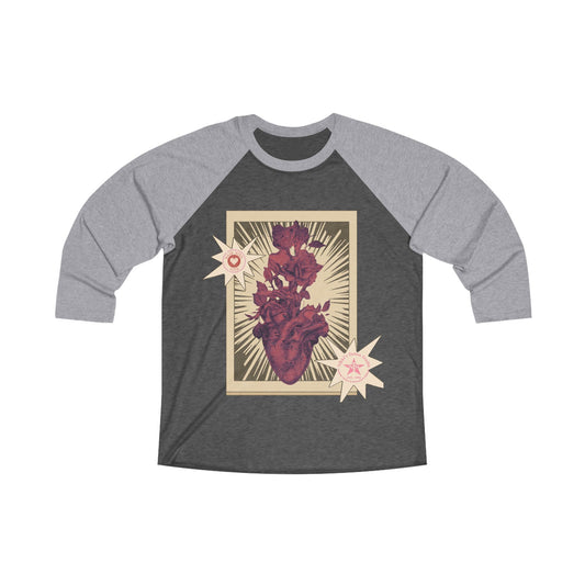 Anatomical Heart - Unisex Tri-Blend 3_4 Raglan Tee by Nikki