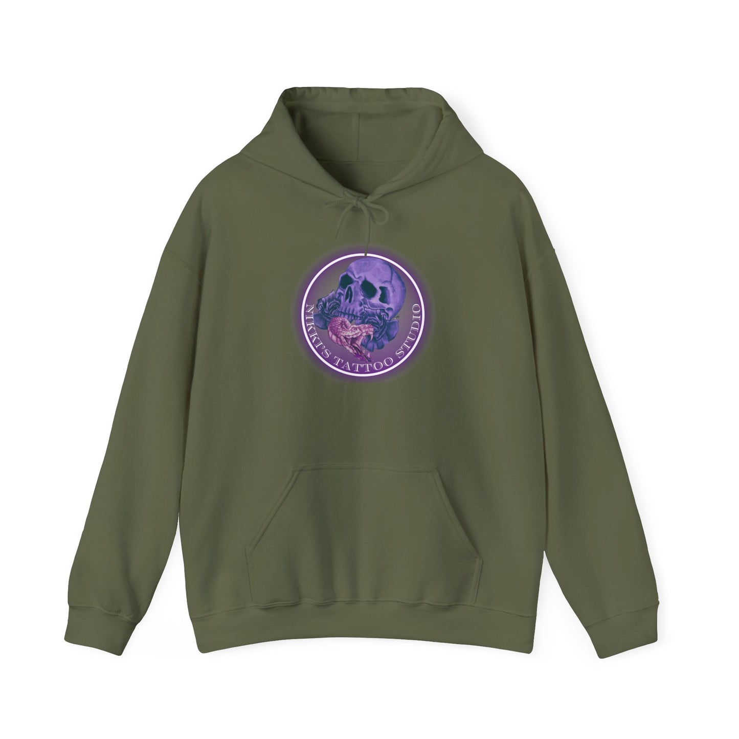 Hooded Sweatshirt - Nikki's Tattoo Studio Snake and Skull by Nikki