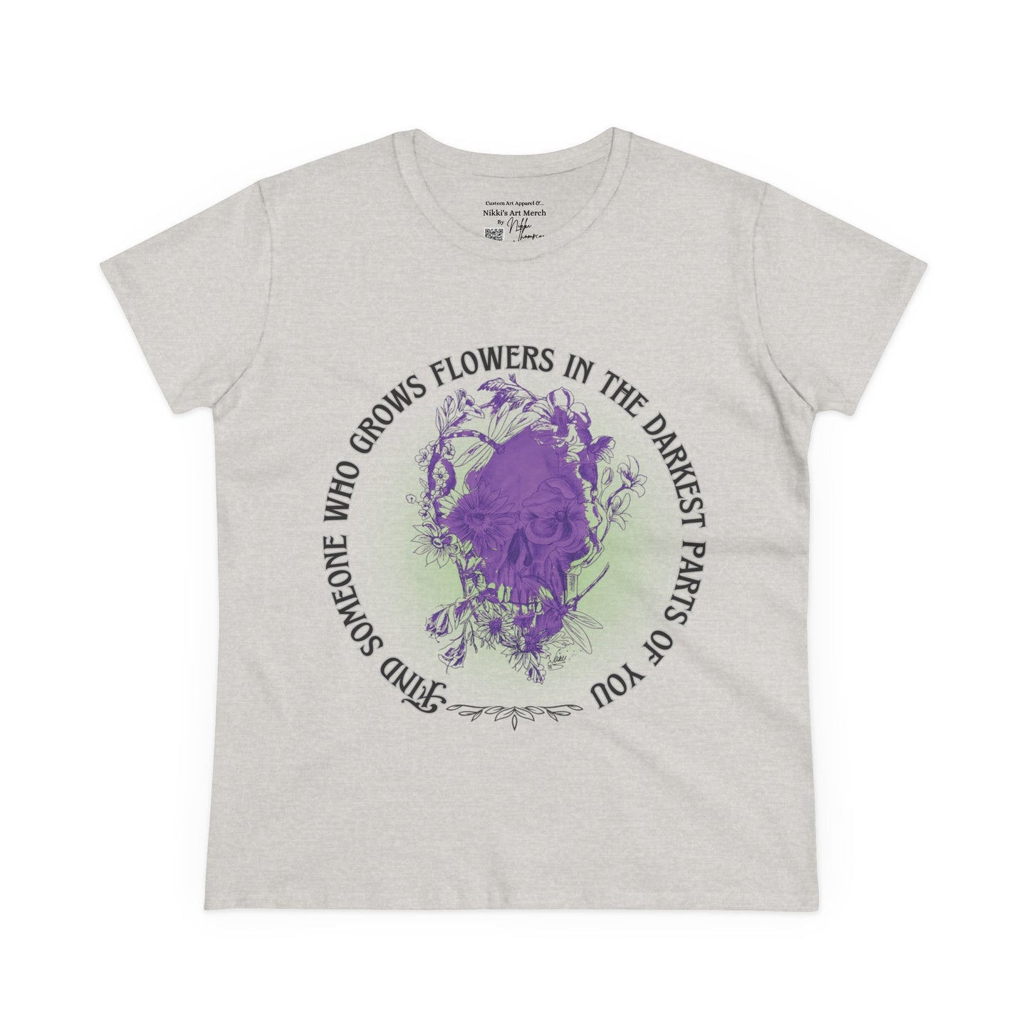 Floral Skull Tattoo Quote T-Shirt by Nikki