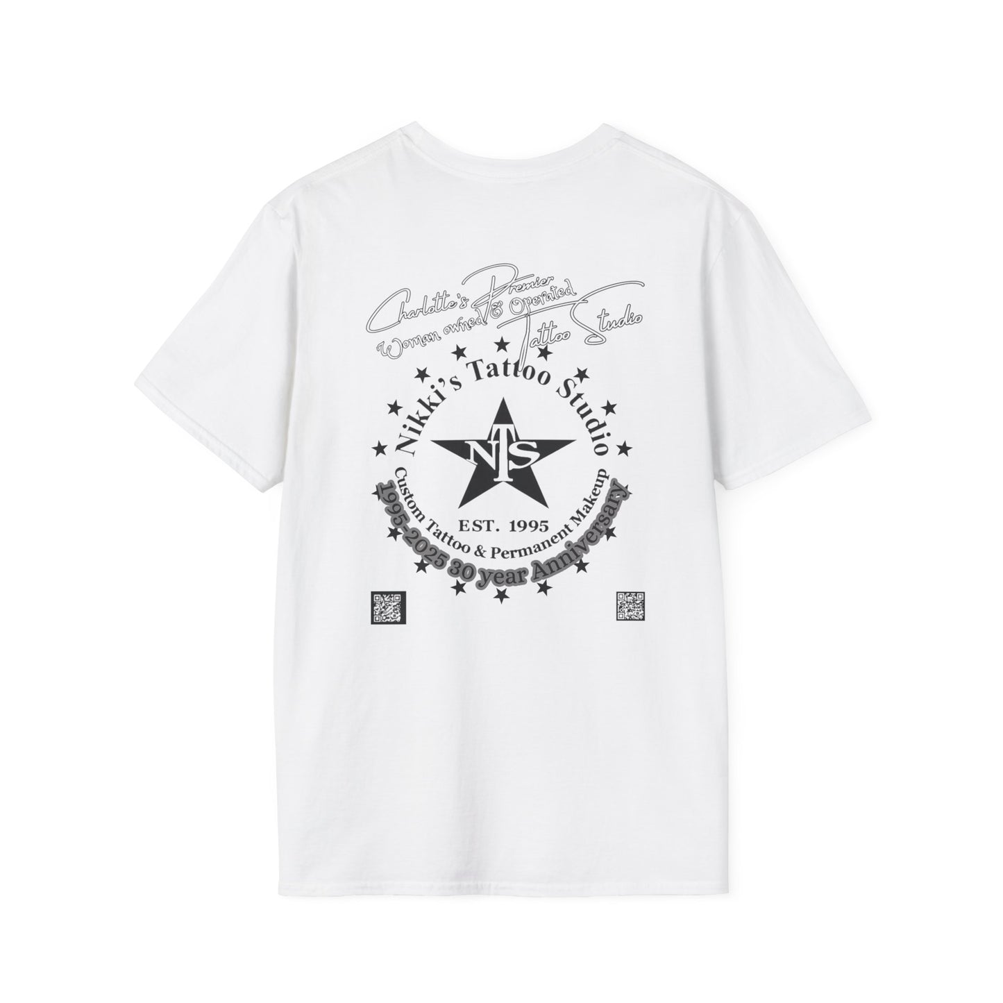 Pink Floral Skull by Nikki - Unisex Softstyle T-Shirt