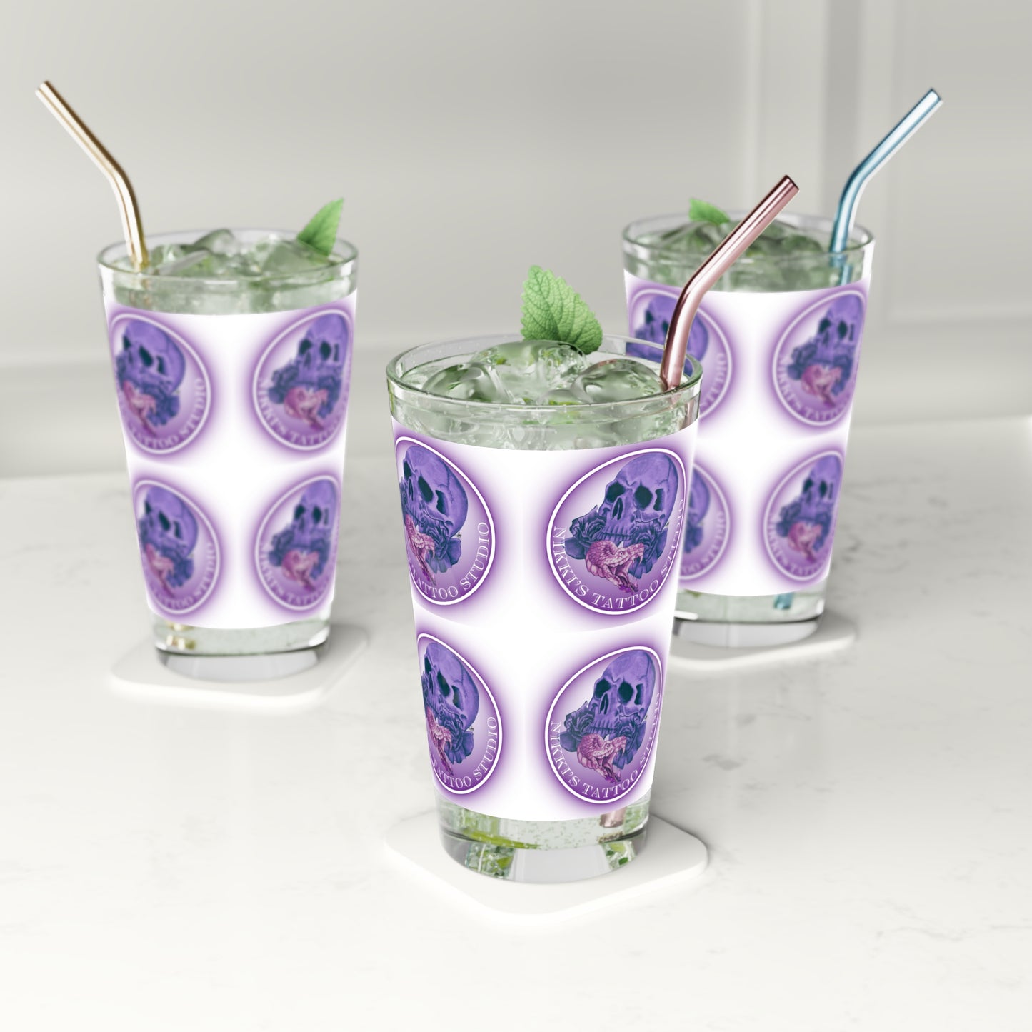 Pint Glass - Skull Artwork by Nikki