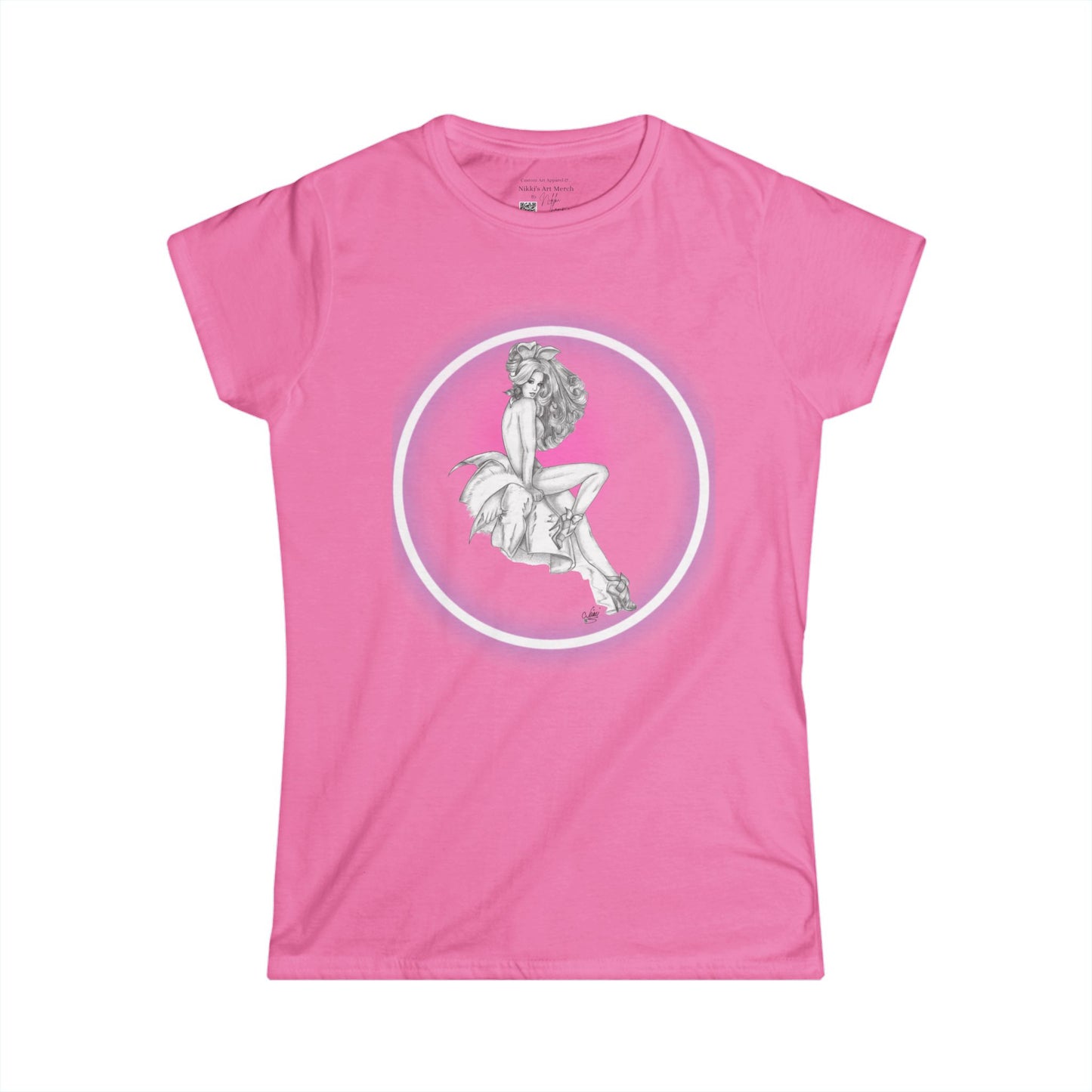 T-Shirt Women's Softstyle - Pretty Bunny Pin Up by Nikki
