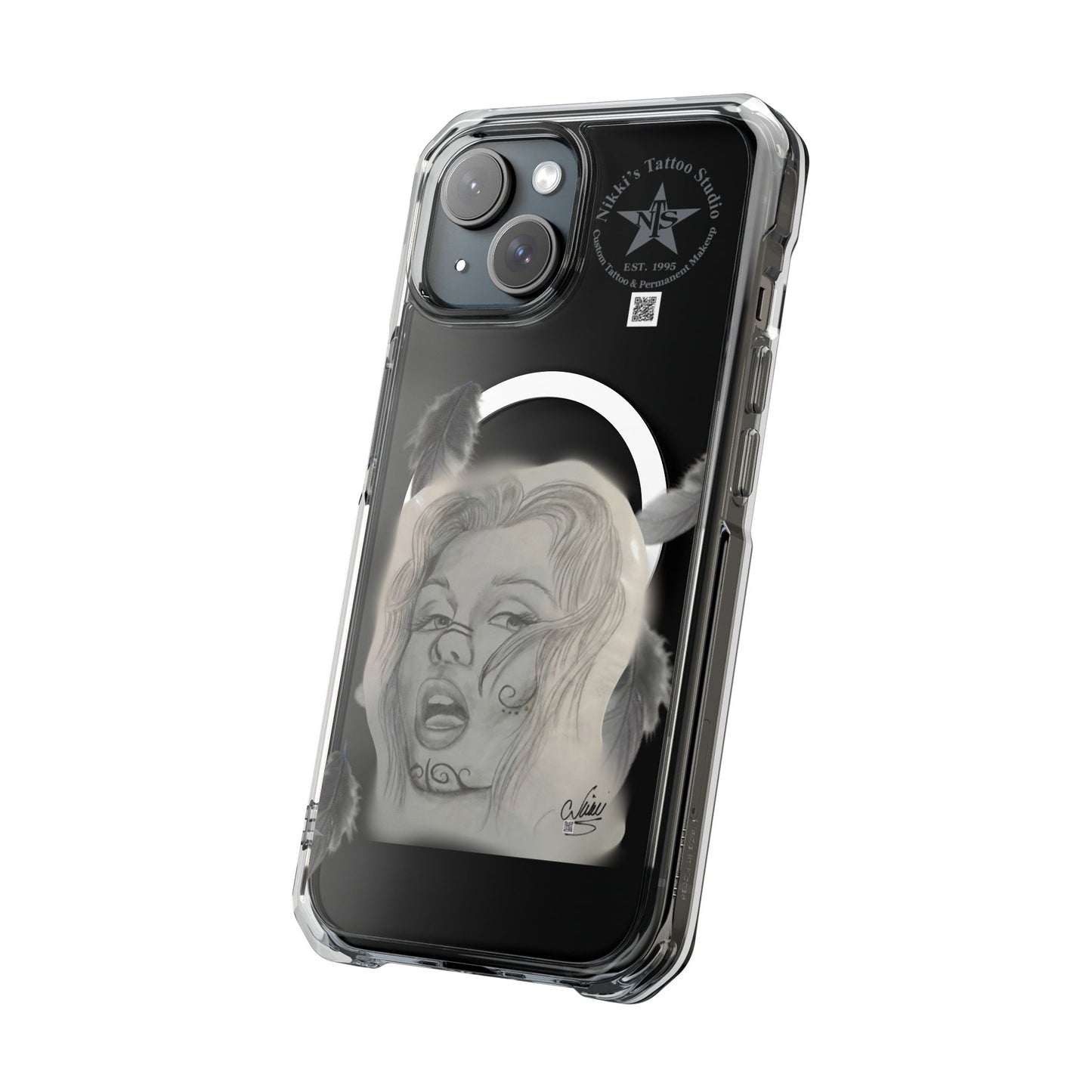 Phone Case iPhone 14, iPhone 15 - Painted Lady Face by Nikki