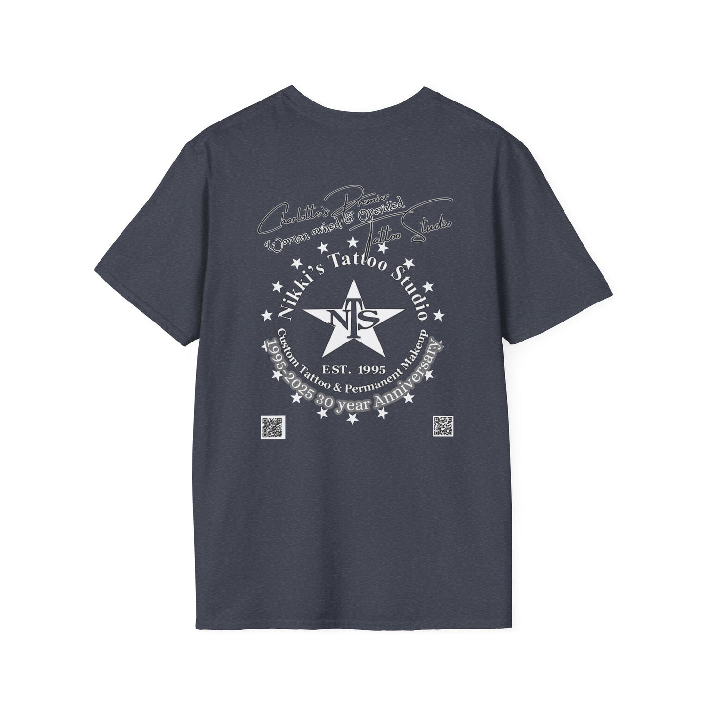 Butterfly Skull Logo Nikkis Tattoo Studio - 30th Anniversary T-Shirt