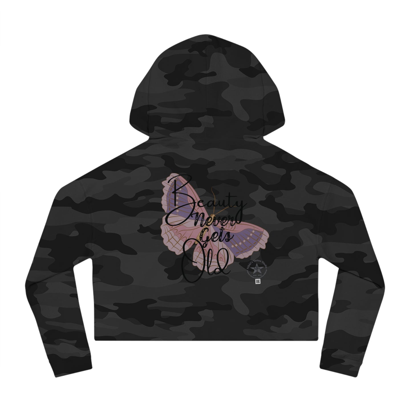 Sweatshirt Women's Cropped Hooded - Bunny Pin Up Girl by Nikki
