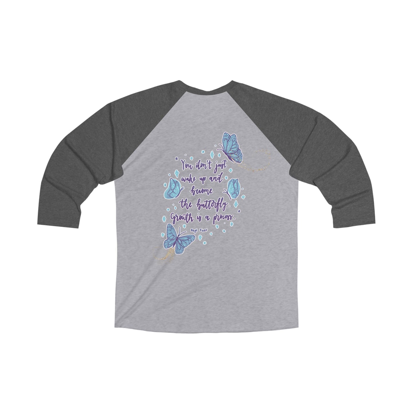 Butterfly Blue Morphis Tattoo with Quote on Back by Nikki - Unisex Tee Shirt